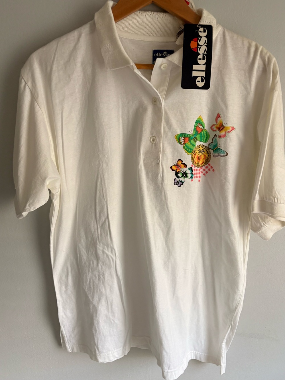NWT Vintage Ellesse Papillon Butterfly Polo Sz 2